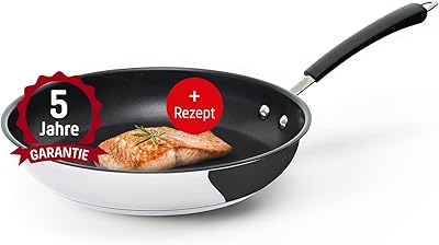 Coolinato Pfanne 28 cm beschichtet Edelstahl Bratpfanne für Gas Ceran Elektro Induktion & Backofen