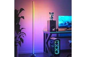 bedee LED Corner Floor Lamp: 65" RGB Color Changing Floor Lamp with Music Sync, Modern Standing Mood Light with Remote & App Control, Creative DIY Mode & Timing for Living Room Gaming Room Bedroom