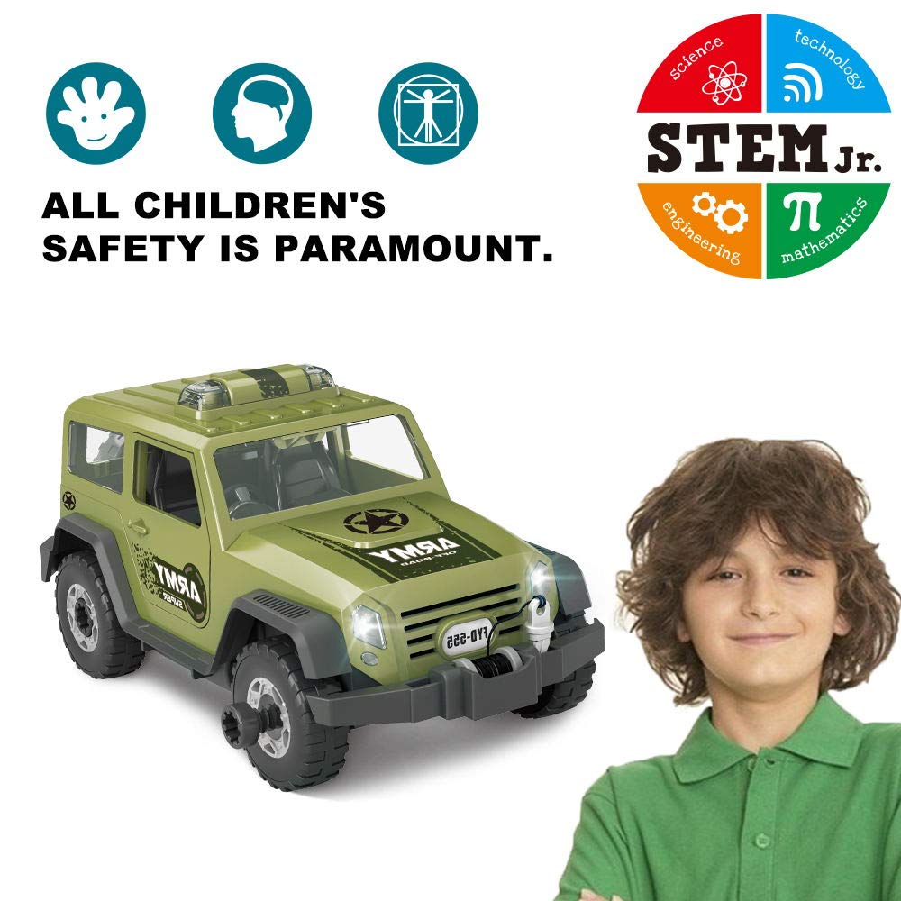 Limei STEM Jeep Car Toy Take Apart Toy Car Off Road Vehicle with Electric Drill Building Car Toy Set with Realistic Lights and Sound for Toddler Kid Baby Supply by Noble Toys Factory