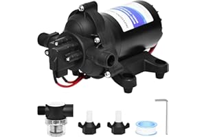 Togarhow RV Fresh Water Pump,45 PSI 3.0GPM Water Pressure Diaphragm Pump,12V Self-Priming Pump w/Adjustable Pressure Switch f