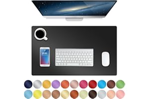 Boutilon Leather Mouse Pad,Extended Desk Pad for Keyboard and Mouse Non-Slip Study Desk Writing Pad Desktop Protector for Home Office Accessories,24"x 14"(S-Black)