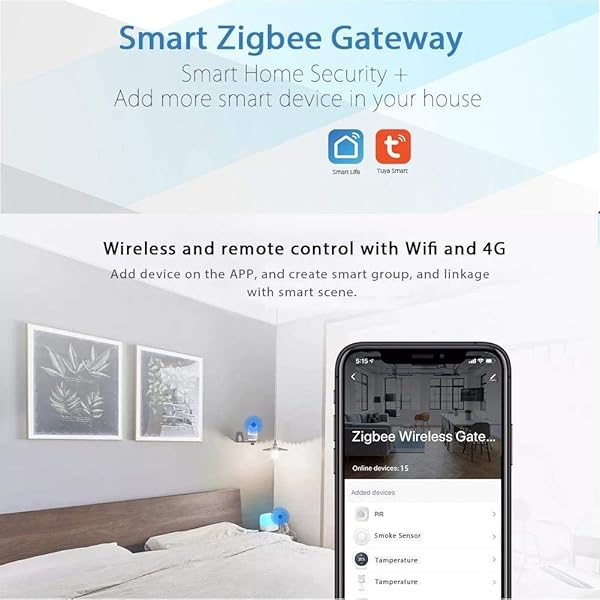 Facibom ZigBee Smart Gateway Hub Smart Home Security System Bridge para TuyaSmart Life APP Control funciona con Alexa Home