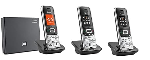 Gigaset S850A GO TRIO Set mit Anrufbeantworter + 2 weiteren Mobilteilen, analog / VoIP Festnetz DECT Telefon