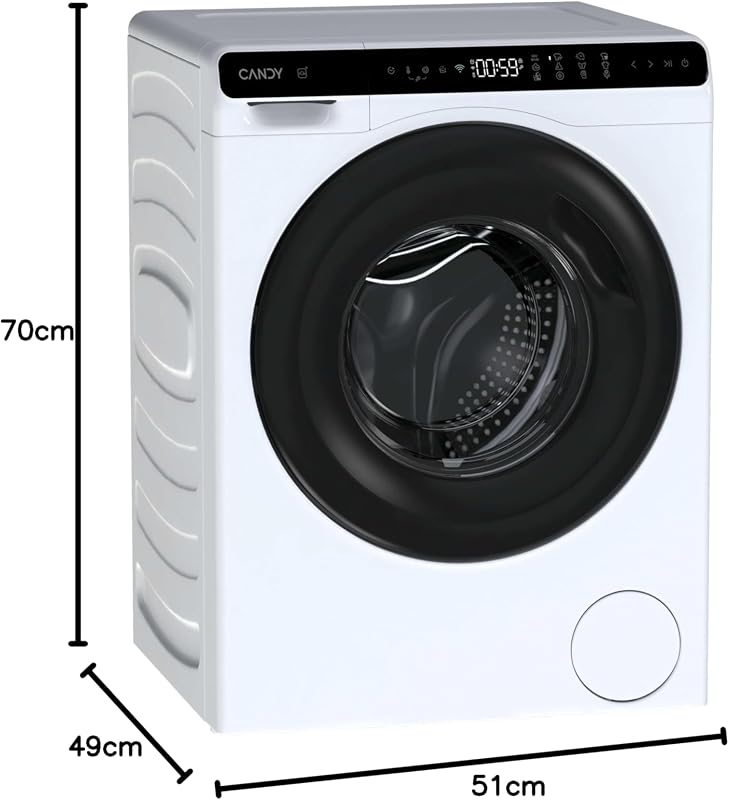 Máquina de lavar ProWash 700 Mini CW50-BP12307U1-S 5 KG, 1200 rpm, Ecrã Digital, Conectividade WIFI, 12 Ciclos, Inversor, Arranque Atrasado 24H, Trava de Crianças, Detetor KG, 69 DB, Branco