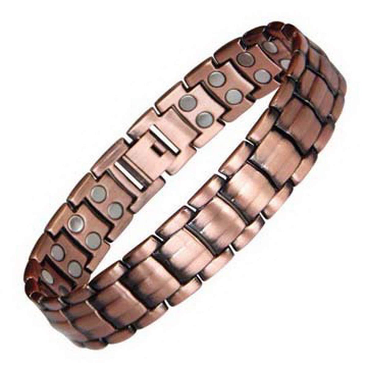 WONOLO Men Red Copper Double Strong Magnetic Bracelet with Strong Magnets Adjustable Wristband
