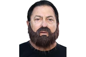 Full Beard with Mustache and Soul Patch, Realistic Looking, Long False Costume Beard with Self Adhesive (Brown)