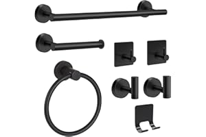 H Hawsam 8pcs Bathroom Accessories Set Black Towel Rack Bathroom Set Include 15.75'' Bathroom Towel Holder,Toilet Paper Holde