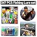 XBLACK Fishing Lure Kit 347pcs Fishing Lure Baits/Tackle Hard Soft Plastic Fishing Lure VIB Frog Lures Spoonbait with Sharp Treble Hooks in Saltwater Freshwater for Bass Trout Salmon with Tackle Box