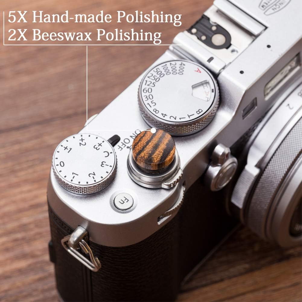 VKO Wood Soft Shutter Release Button,Delicate Camera Shutter Button 12mm Concave Surface Golden Black 1 PCS (Wood Grain Random) - Image 4