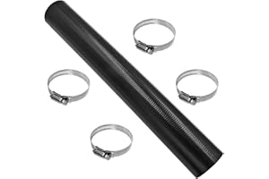 2" ID Gasoline Fuel Filler Neck Hose with 4 Clamps, 2 inches Inside Diameter Fuel Hose, Reinforced Gas Tank Filler Hose (Stra