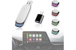 KEROLFFU 2in1 Wireless Carplay Adapter & Andriod Auto Adapter,Plug/Play Easy Setup Automatic Reconnect Convert Wired to Wireless Car Play Dongle for Car 2016+ iPhone iOS 10+ Smartphone Android 11+White