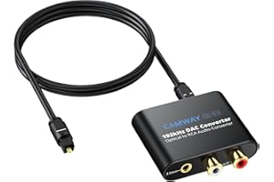 CAMWAY Digital to Analog Audio Converter,192kHz Optical to RCA,Optical to 3.5mm DAC,SPDIF/Toslink Audio Adapter for HDTV, DVD, Blu-Ray Players, Game Consoles to 3.5mm/RCA,Plug & Play