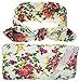 Newborn Swaddle Blanket Headband with Bow Set Baby Receiving Blankets (A Floral 3 Packs)