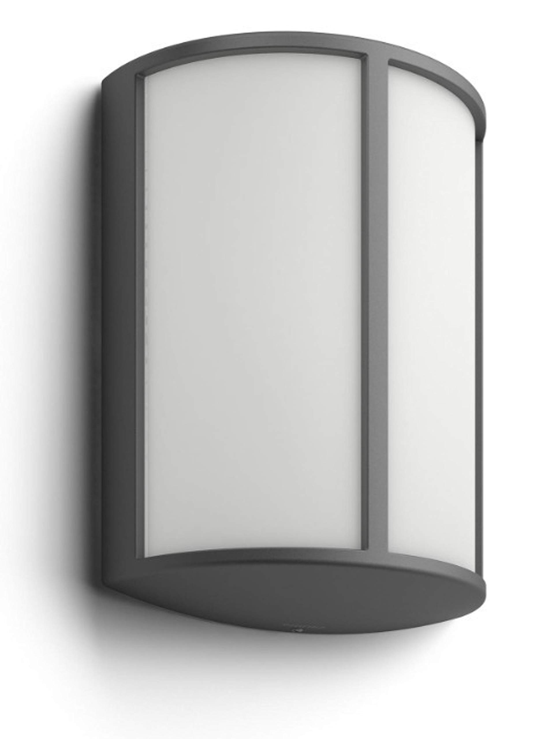 Philips Stock LED Outdoor Wall Light, 5.5W, 700 lm, 2,700 K Warm White Light, IP44 Weather-Resistant, Built-in LED, Durable, Aluminium, Anthracite Grey