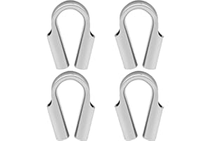 PNXKTXO 4Pcs 1/4" M6 Wire Rope Thimbles 6mm Silver Stainless Steel Rope Tube Thimble Heavy Duty Cable Thimble