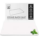 Greenturf Diatomite Stone Bath Mat, Premium Non-Slip Natural Diatomaceous Earth Bathtub Fast Drying Mats for Bathroom Floor (23.6" x 15.4" White)
