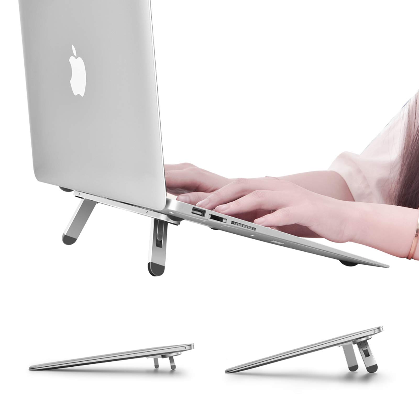 nediea Laptop Stand for Desk Mount, Laptop Cooling Stand, Keyboard Riser Feet, Ergonomic Laptops Elevator for Desk, Compatible with MacBook Air Pro, Dell, HP, Lenovo More 10-15.6” Laptops