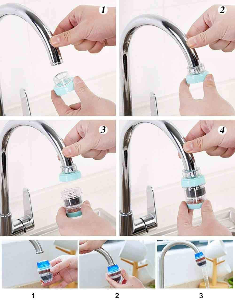 2 Pack Faucet Water Filters - Water Purifier Faucet Kitchen Faucet Water Filter with a Filter Element No-Cracking No-Leakage Fast Flow Kitchen Faucet Water Filter Fits Standard Faucets, Easy Install: Industrial & Scientific