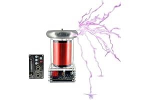 WARDENCLYFFE® Music Tesla Coil, 30cm (12") High-Voltage Arc, Professional Wireless Control Console with Built-in SD Music, Transparent Cyberpunk Lightning Generator (Model: Tesla Coil 20)