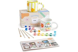 Pott'd Paintables Paint Your Own Mug Kit - DIY Mug Painting Kit for Adults. Ceramic Painting Kit for Adults Includes Mugs, Paints, Brushes and Painting Inspiration Guide