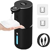 OHIFAST Automatic Foaming Soap Dispenser Touchless, USB Rechargeable Smart Hand Soap Dispenser, 6-Level Adjustable, 12.8oz/380mL, Compatible with Thick Thin Dish Soap for Bathroom Kitchen-Black