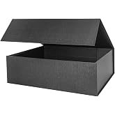 OBMMIRAO Black Magnetic Extra Large Gift Box with Lid,16.5x13x5 Inch, 1Pcs | Upgrade Black Hard Magnetic Gift Box, Reusable &amp; Foldable; Ideal for Wedding Dress Storage, Bridesmaid Gifts, Christmas