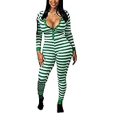 Dancenter Women Christmas Pajamas One Piece Sleepwear Holiday Jumpsuit Romper Party Nightwear
