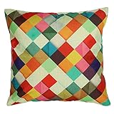 Luxbon Colorful Geometric Squares Pattern Home Decor Sofa Throw Pillow Case Cushion Cover 18x18 Inch Insert Not Included