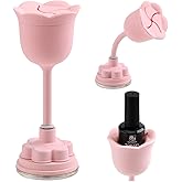 SUTOKAKA 360° Rotating Nail Polish Bottle Holder Rose Shape Rotatable Anti-Spill Titled Nail Polish Stand Strong Airlock Suction Base Fingernail Painting Manicure Art Tools, Pink