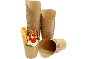 KINGZHUO 50 Pcs French Fries Holder 14oz Disposable Take-Out Party Baking Waffle Paper Popcorn Boxes Sandwich Kraft Paper Cup