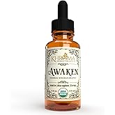 Awaken - Organic Energy Supplement - 2 oz Liquid in a Glass Bottle - Yerba Mate, Eleuthro Root, Red Ginseng, Peppermint, Ginkgo Blob, Ashwaganhda, Guayusa - by Khroma Herbs