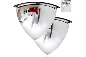 Suzile 2 Pieces Quarter Dome Mirror High Viewing Angle Safety Security Corner Acrylic Convex Mirror for Blindspot (18 Inch)