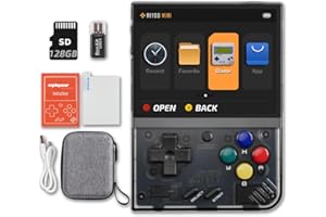 EWDGOES Miyoo Mini Plus 3.5 inch Handheld Game Console with Portable Case Transparent Black 128GB