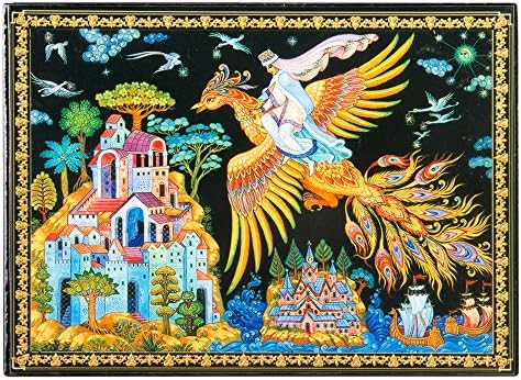 Wooden Lacquer Box for Storage Fairytale Firebird