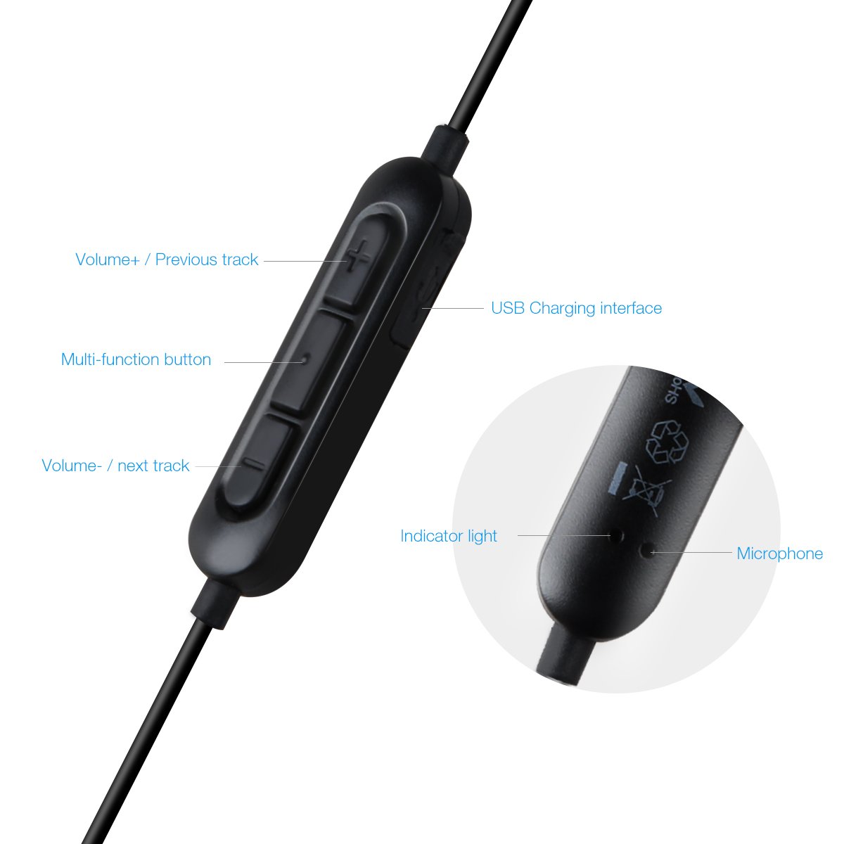 LERVEA Bluetooth Headphones, Wireless in-Ear Sport Earbud Noise Cancelling Wireless Bluetooth Earphones with Mic