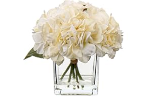 Cream Fake Flowers with Vase Hydrangea Artificial Flowers in Vase Peony Faux Flowers in Vase Rose Silk Flowers Peonies Floral