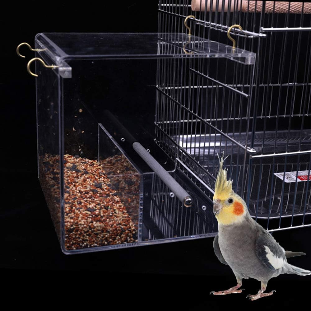 Acrylic Automatic Seed Food Container with Hook - No Mess Bird Feeder for Cage Parakeet, Canary, Cockatiel, Parrot, Finch - Image 4