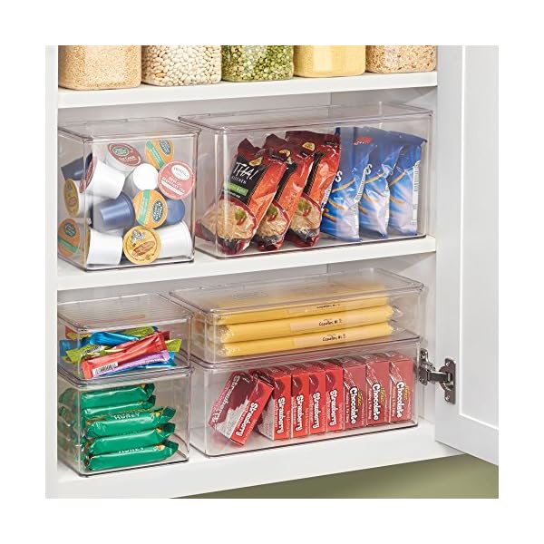 InterDesign-67230-CabinetKitchen-Binz-Stackable-Storage-Container-Plastic-Storage-Boxes-Clear-Medium iDesign 67230 Cabinet/Kitchen Binz Stackable Storage Container, Plastic Storage Boxes, Clear, Medium, 14 x 17 x 12.5 cm
