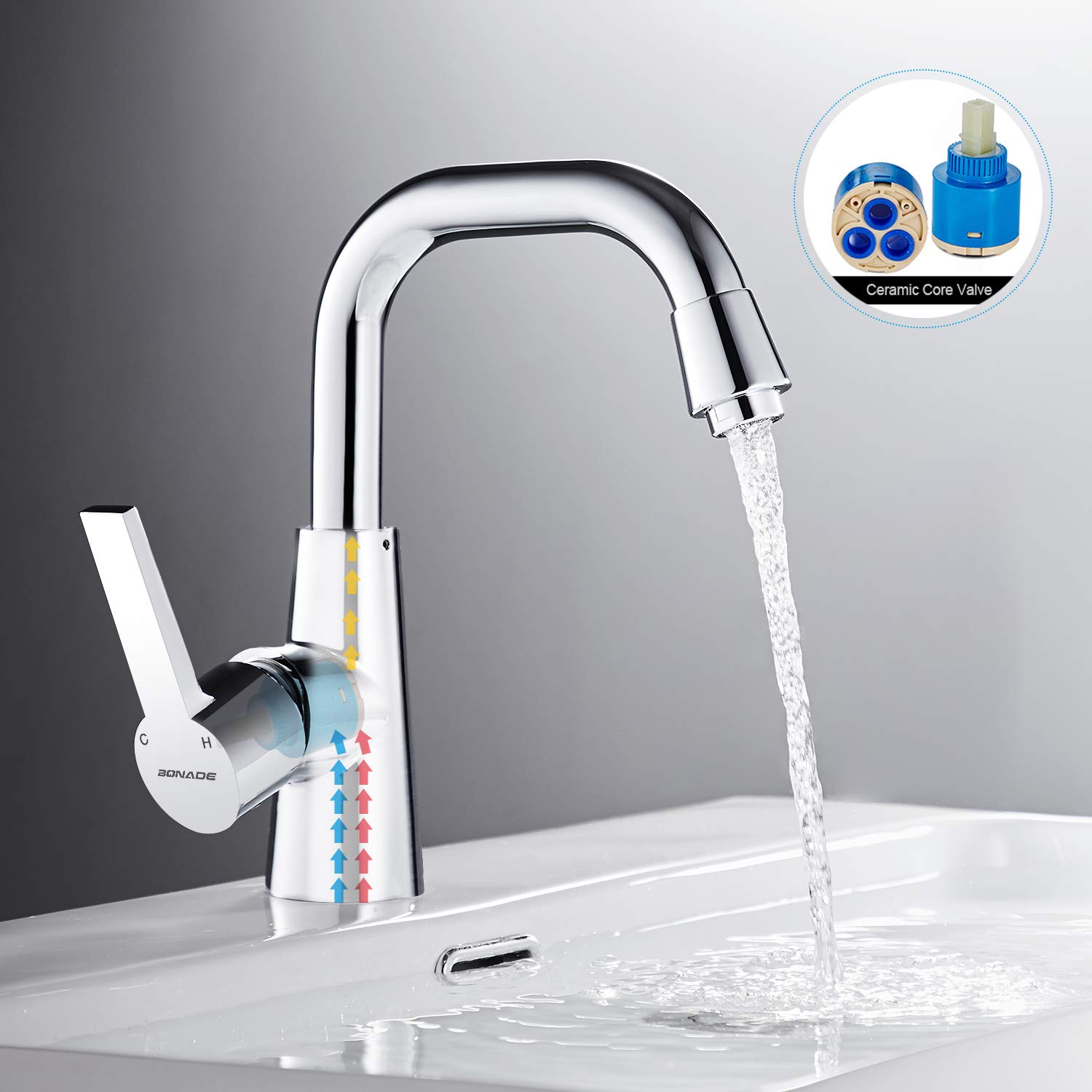 Baño BONADE Grifo de Cocina Acero Inoxidable 304 Grifo para Fregadero