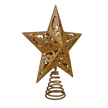 Kurt Adler 8-Inch Gold Glittered 5 Point Star Treetop