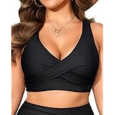 Women Plus Size Bikini Top - Twist Front Swimsuit Top Push Up Full Coverage Bathing Suit 2025 Swim Bra for Large Bust