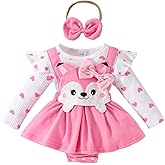 Kayotuas Newborn Baby Girl Clothes Fall Outfits Cute Bear Fox Romper Dress Ruffle Long Sleeve Skirted Bodysuit Jumpsuit