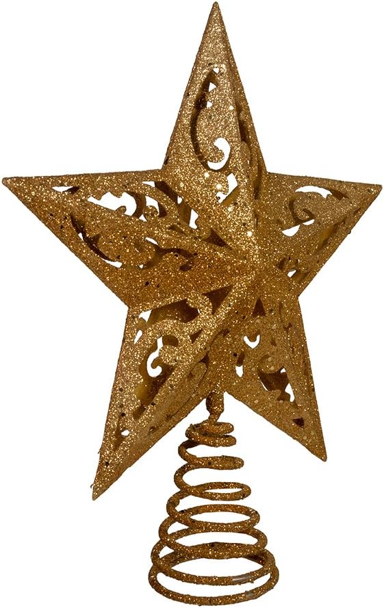 Tree Toppers - Kurt Adler H9100 8-Inch Gold Glittered 5 Point Star Treetop