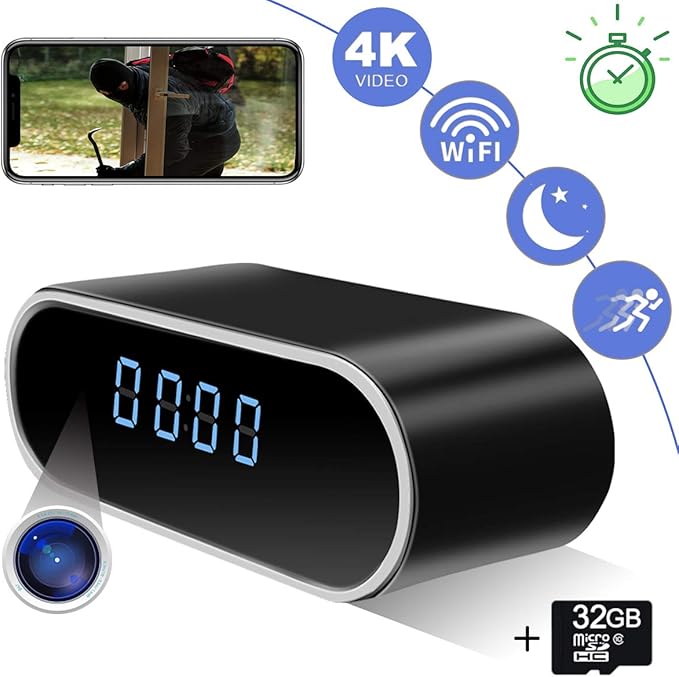 Hidden Camera Clock ZXWDDP Spy Wireless Full HD 4K&1080P