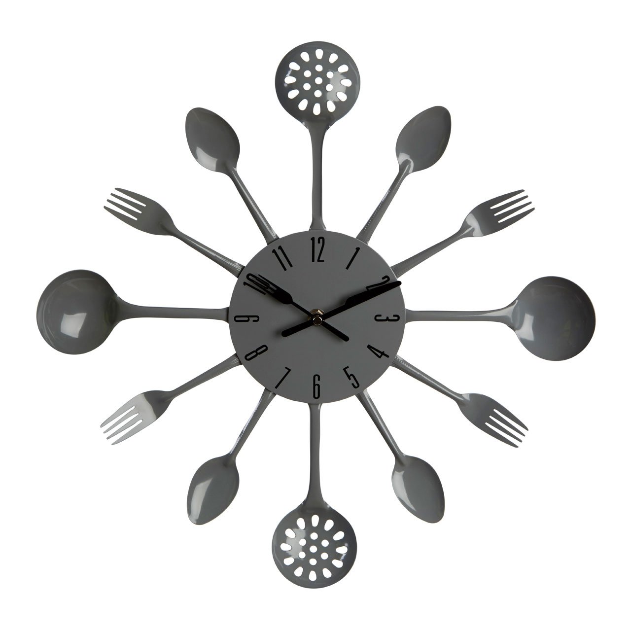 Premier Housewares Cutlery Wall Clock, Metal, Grey, 4 x 33 x 33 cm