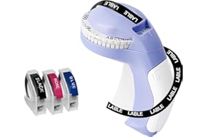 YOULABLE Embossing Label Maker with 3 Tapes, 3D Embosser Handheld Label Machine, Portable Lettering Embossed Labeler with 3 Rolls Emboss Tapes for Office Home Organization and DIY Crafting（Purple）