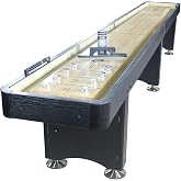 Playcraft Woodbridge Shuffleboard Table with Storage Cabinet - Shuffle Board Game Table Set with Matching Abacus, 8 Pucks, Brush &amp; *Wax (*Made in USA) - Pro Style Climate Adjusters