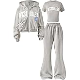 RoseSeek Girl's 3 Piece Outfits Letter Graphic Sweatshirts Tees and Wide Leg Pants Fall Outfits