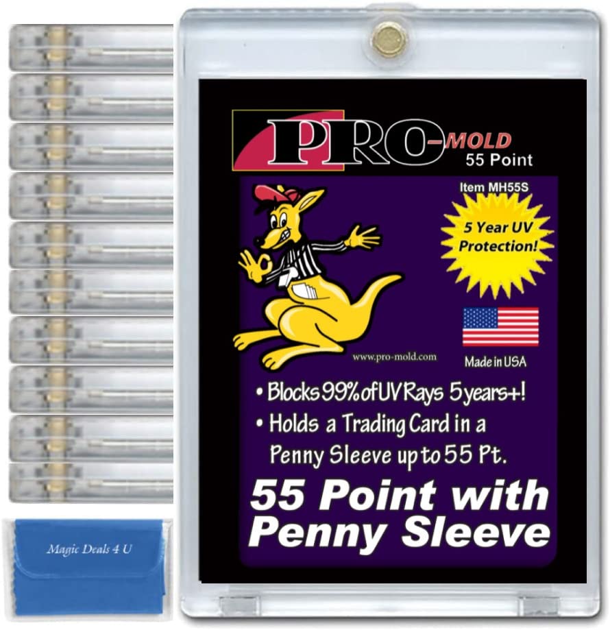 Photo 1 of 10-Count Pro-Mold 55pt. Magnetic ONE-Touch Card Holders Holds Sleeved Card MH55S (with Microfiber Cloth)
