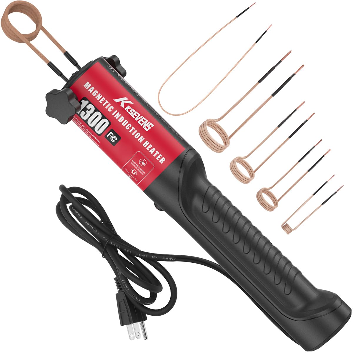 Photo 1 of Induction Heater 1300W 110V Bolt Removal,Handheld Magnetic Induction Heater Tool with 5 Coils for Rusty Screw Removing,Red